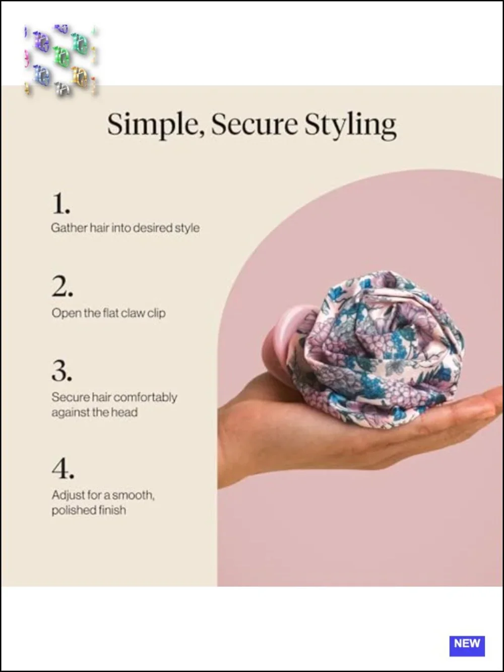 Medium Satin Rosette Flat Hair Clips - Strong Hold Claw Clips for Thick & Fine